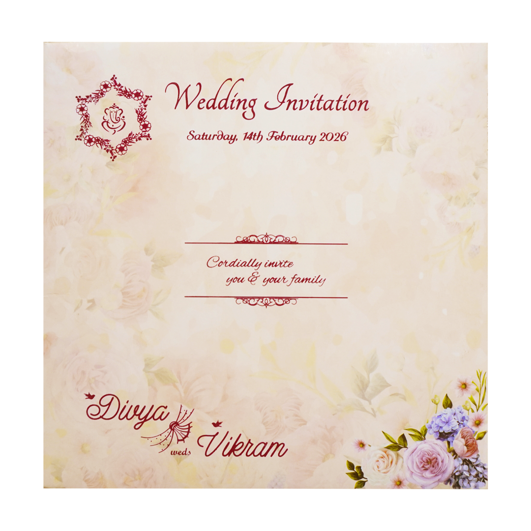Pastel Pink Floral Sonnet Offset Print Design With Name Plate-KNSN6701P-King of Cards