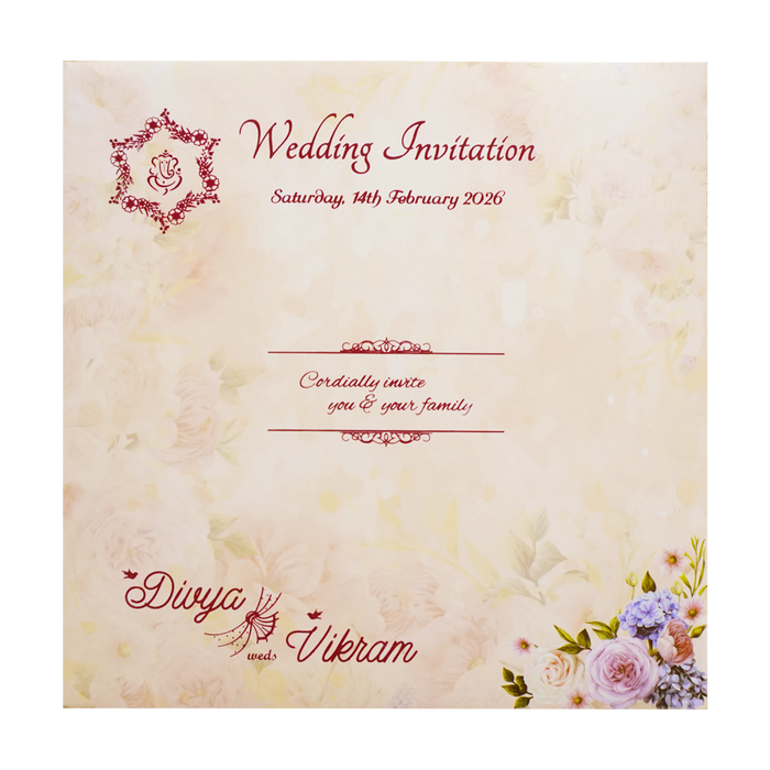 Pastel Pink Floral Sonnet Offset Print Design With Name Plate-KNSN6701P-King of Cards