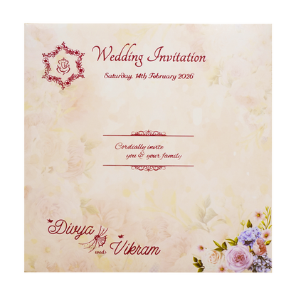 Pastel Pink Floral Sonnet Offset Print Design With Name Plate-KNSN6701P-King of Cards