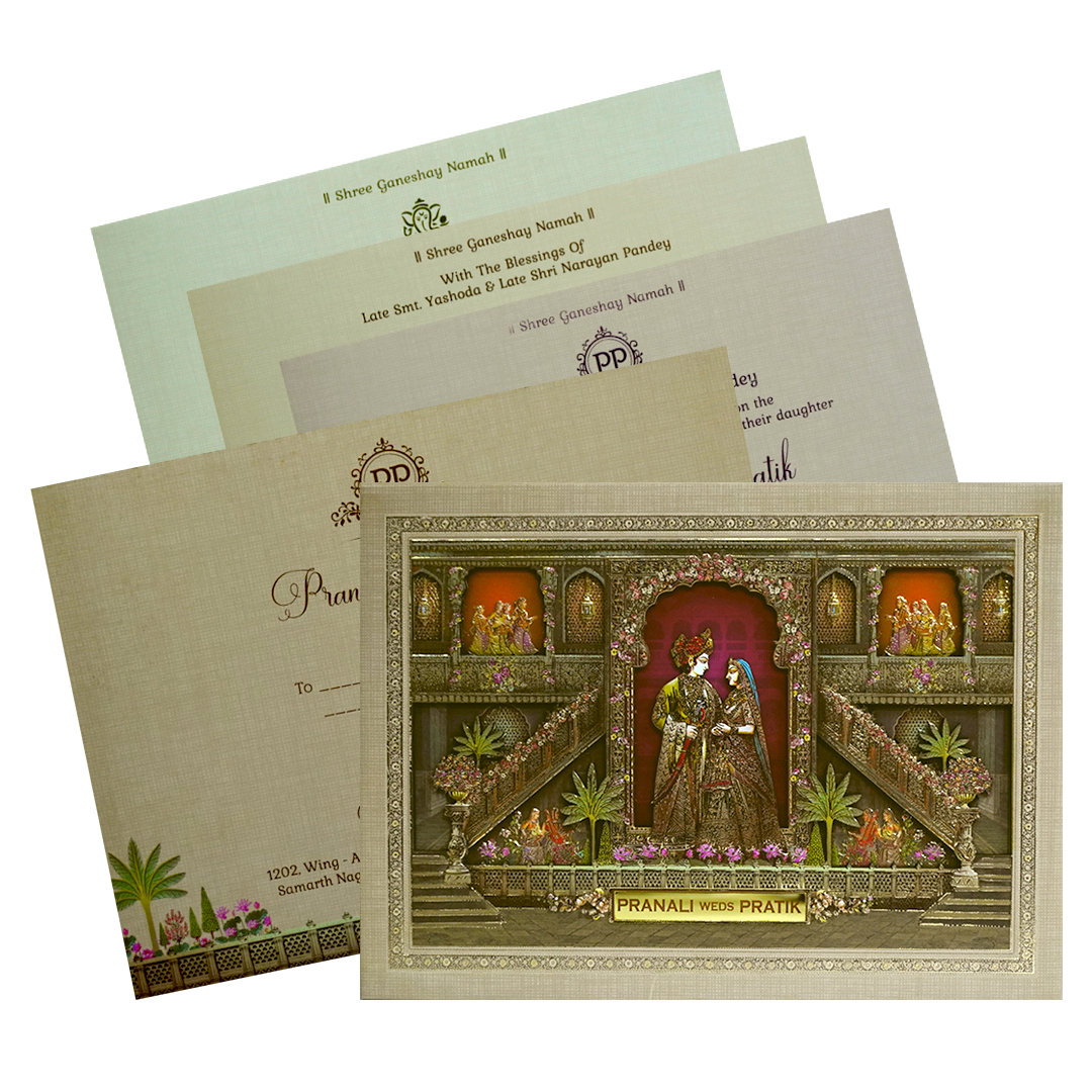 Pale Brown MDF Padded Invitation-King of Cards