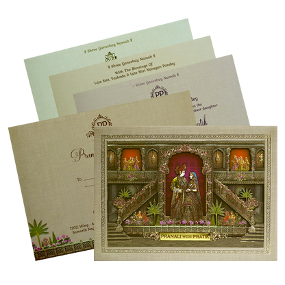 Pale Brown MDF Padded Invitation-King of Cards