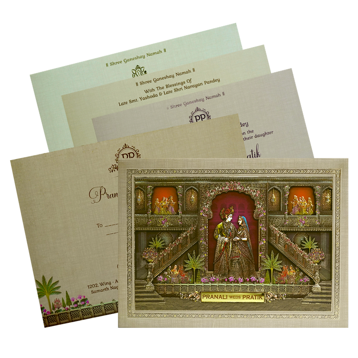 Pale Brown MDF Padded Invitation-King of Cards