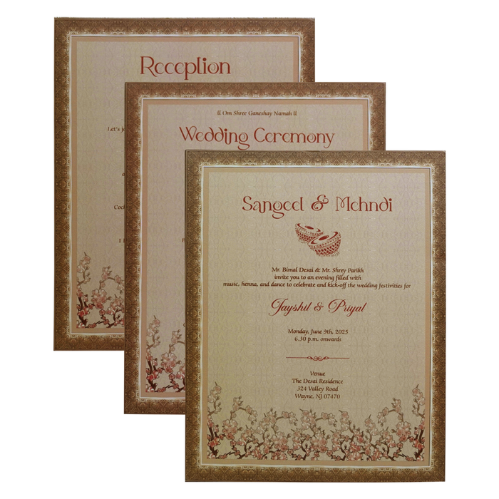 Cream Premium MDF Pop up Wedding Invitation-King of Cards