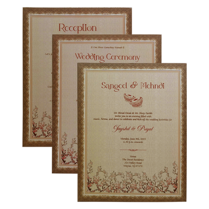 Cream Premium MDF Pop up Wedding Invitation-King of Cards