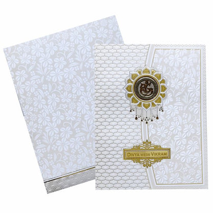 White Embossed Floral Wedding Card-King of Cards