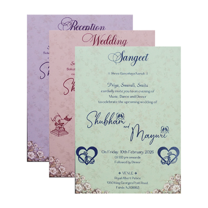 Lavender Floral Padded Wedding Card-KSH72460