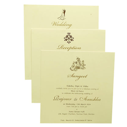 Light Grey Embossed Floral Padded Invitation-King of Cards