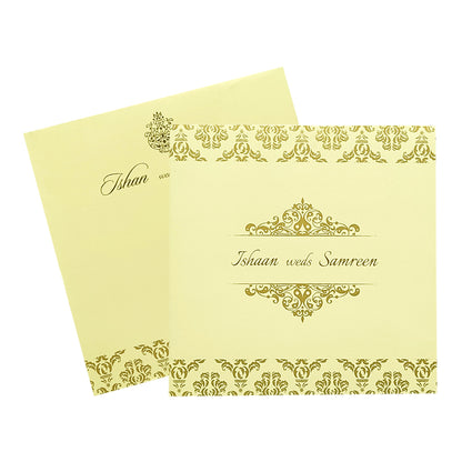 Cream Gold Design Invitation Card-KRC29832