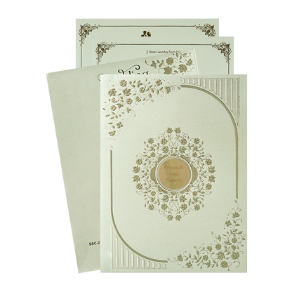 Pastel Green Gold Padded Wedding Card-KSSC2210