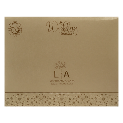 Gold Floral Round Padded Wedding Card-KSSC20700