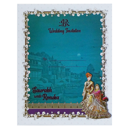 White Blue Padded Invitation-KSI12260