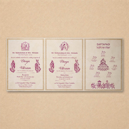 Pink Floral Bag Style Wedding Card-KNAV1803