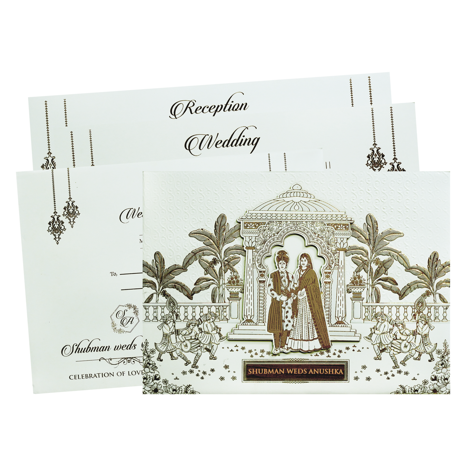 Check out Ivory Padded Embossed Floral Wedding Invitation Card at best price. ?WhatsApp Support ?Express Delivery.