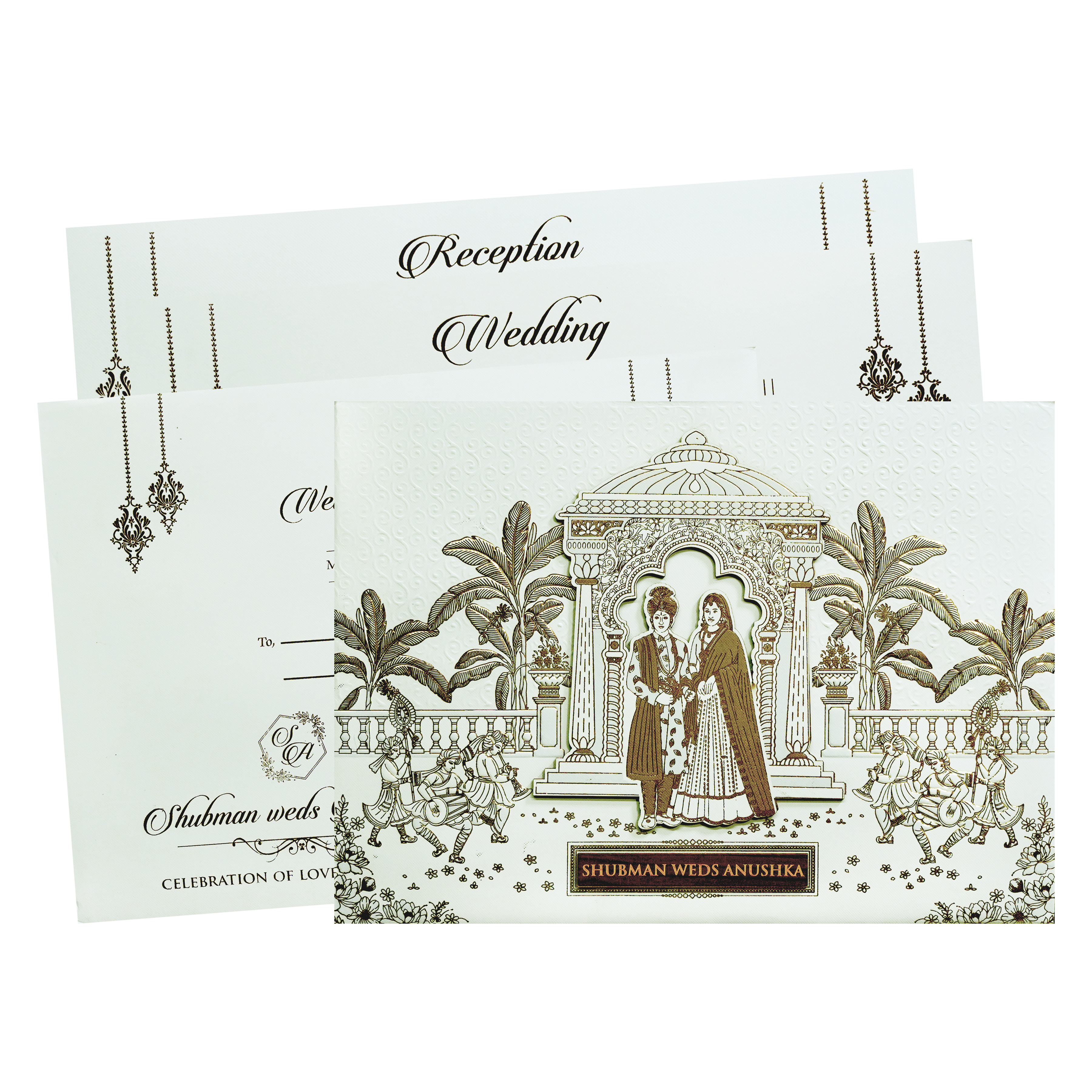 Check out Ivory Padded Embossed Floral Wedding Invitation Card at best price. ?WhatsApp Support ?Express Delivery.