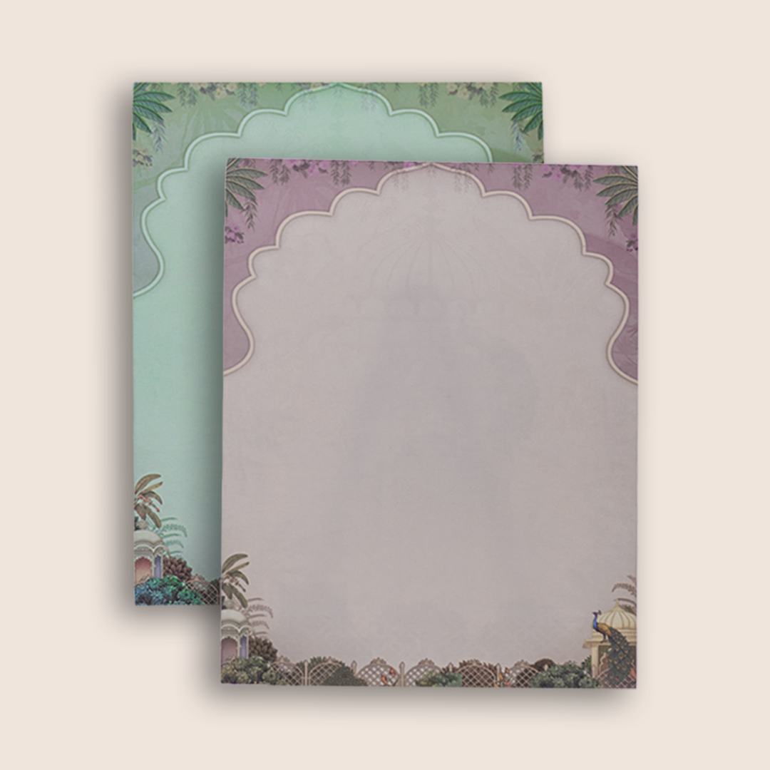 Pastel Pink Jharokha Padded Wedding Card - KAA05700