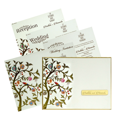 White Gold Foil Tree Wedding Card-King of Cards