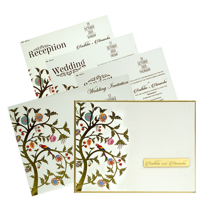 White Gold Foil Tree Wedding Card-King of Cards