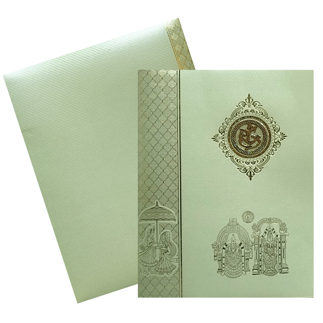 Olive Green Hindu Wedding Invitation Card-KNKGN5024