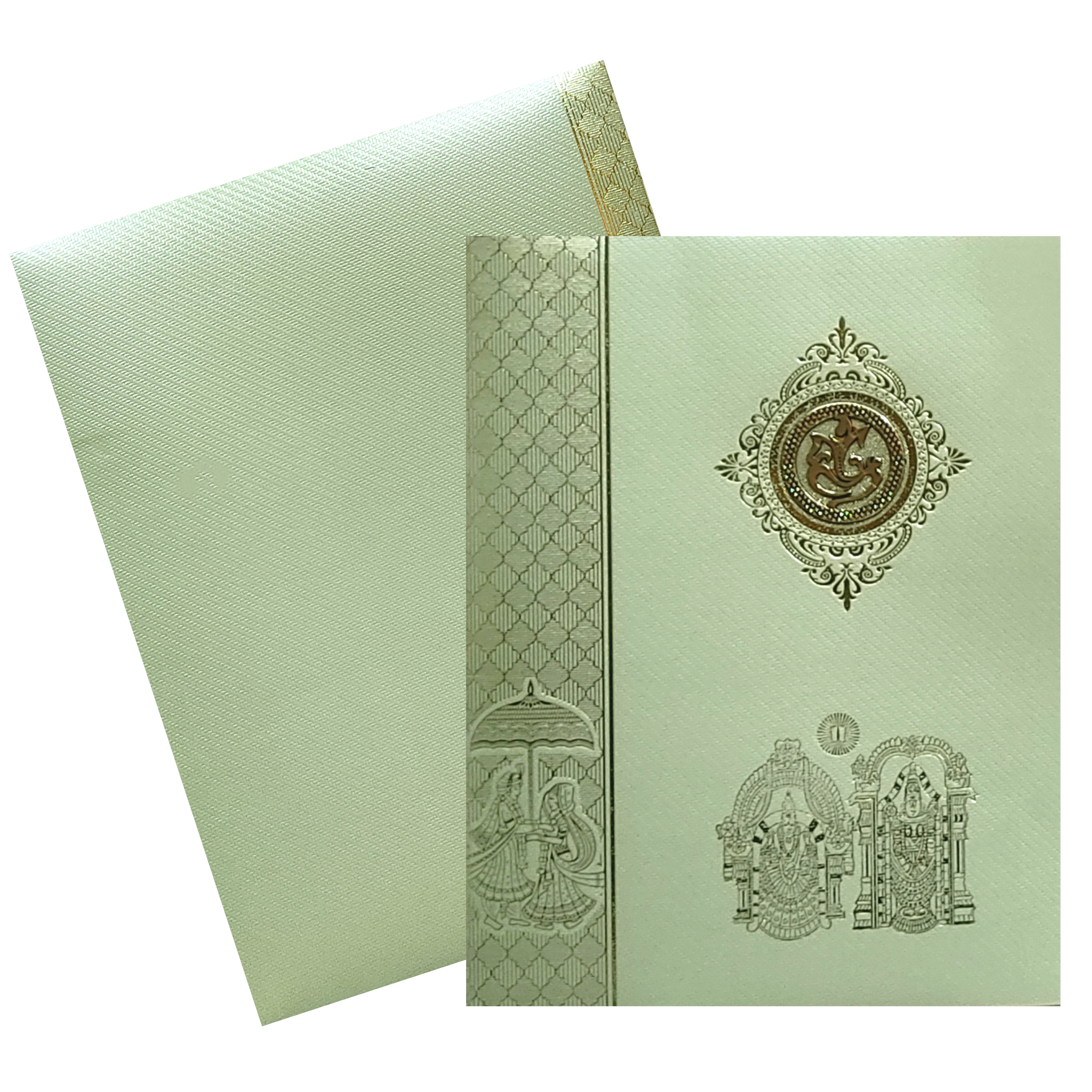 Olive Green Hindu Wedding Invitation Card-KNKGN5024