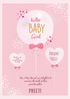 Pink Hearts Baby Birth Announcement Invitation-AABBA010