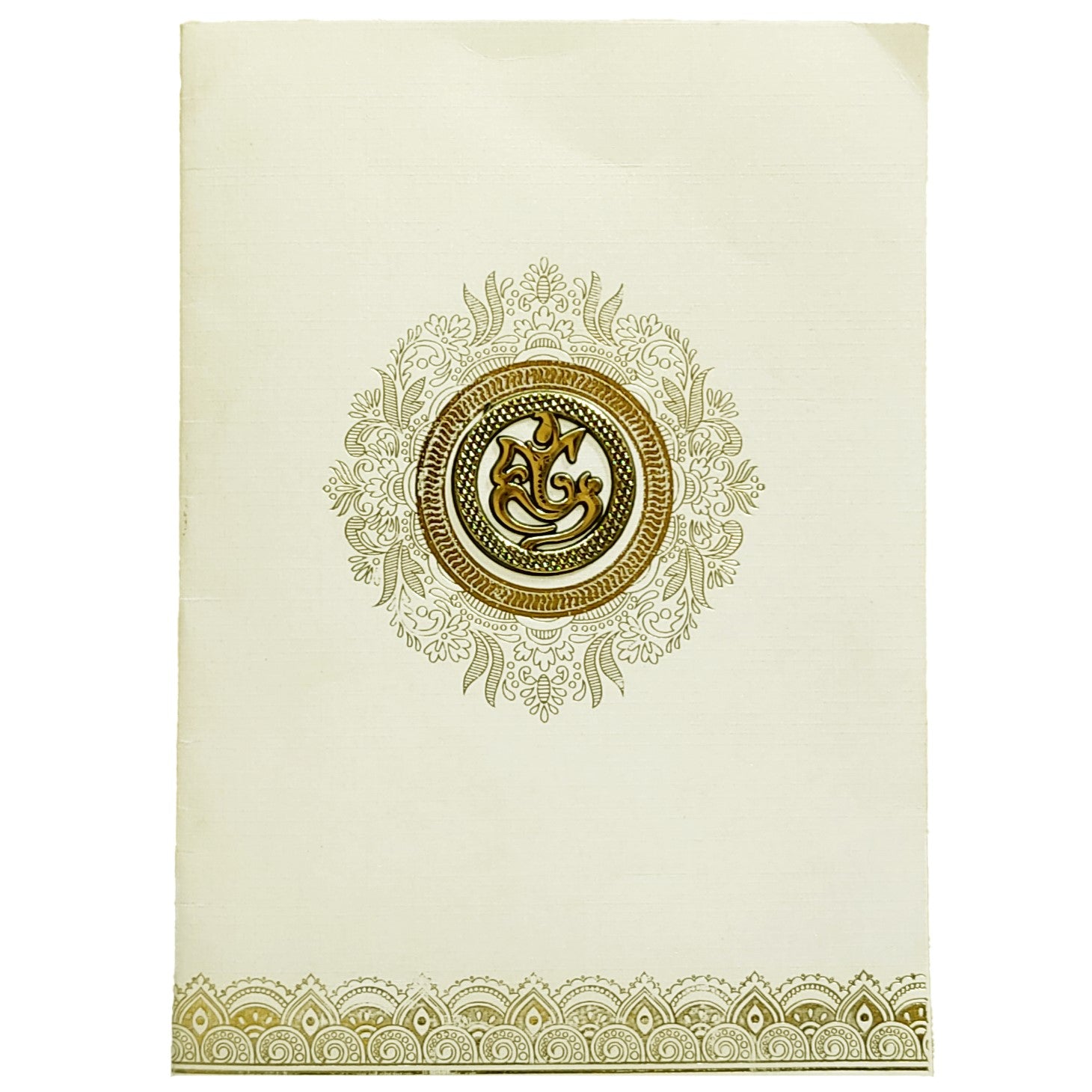 Cream Metallic Gold Foiling Design With Floral Lace-KNCM16CG-King of Cards