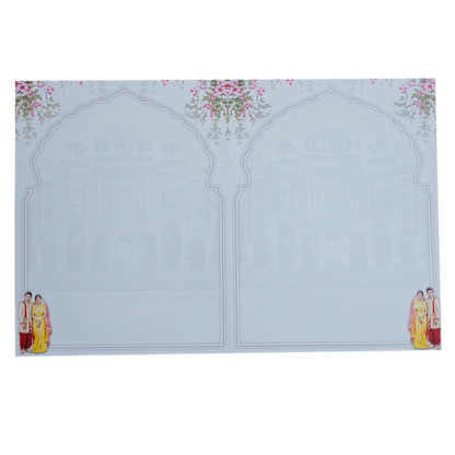 White Palace Couple Lotus Wedding Card-KNKJ1151