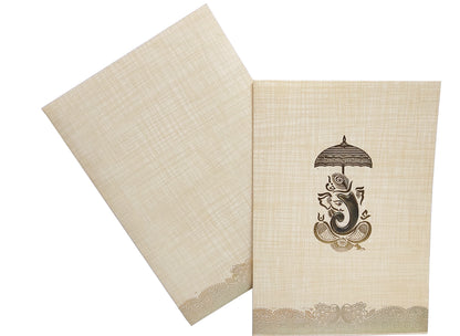 Sandal Metallic Umbrella And Ganesha In Gold Foiling-KNCP25SG