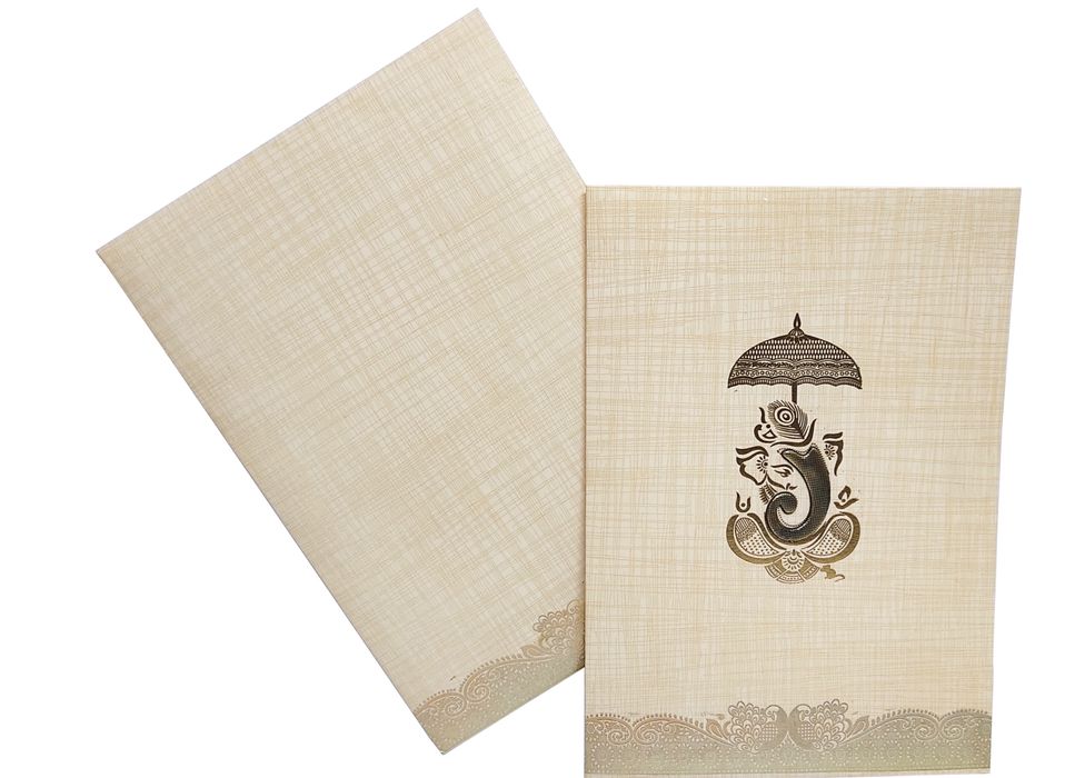 Sandal Metallic Umbrella And Ganesha In Gold Foiling-KNCP25SG-King of Cards