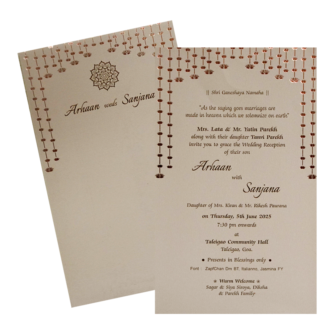 Pale Pink Single Sheet Invitation-King of Cards