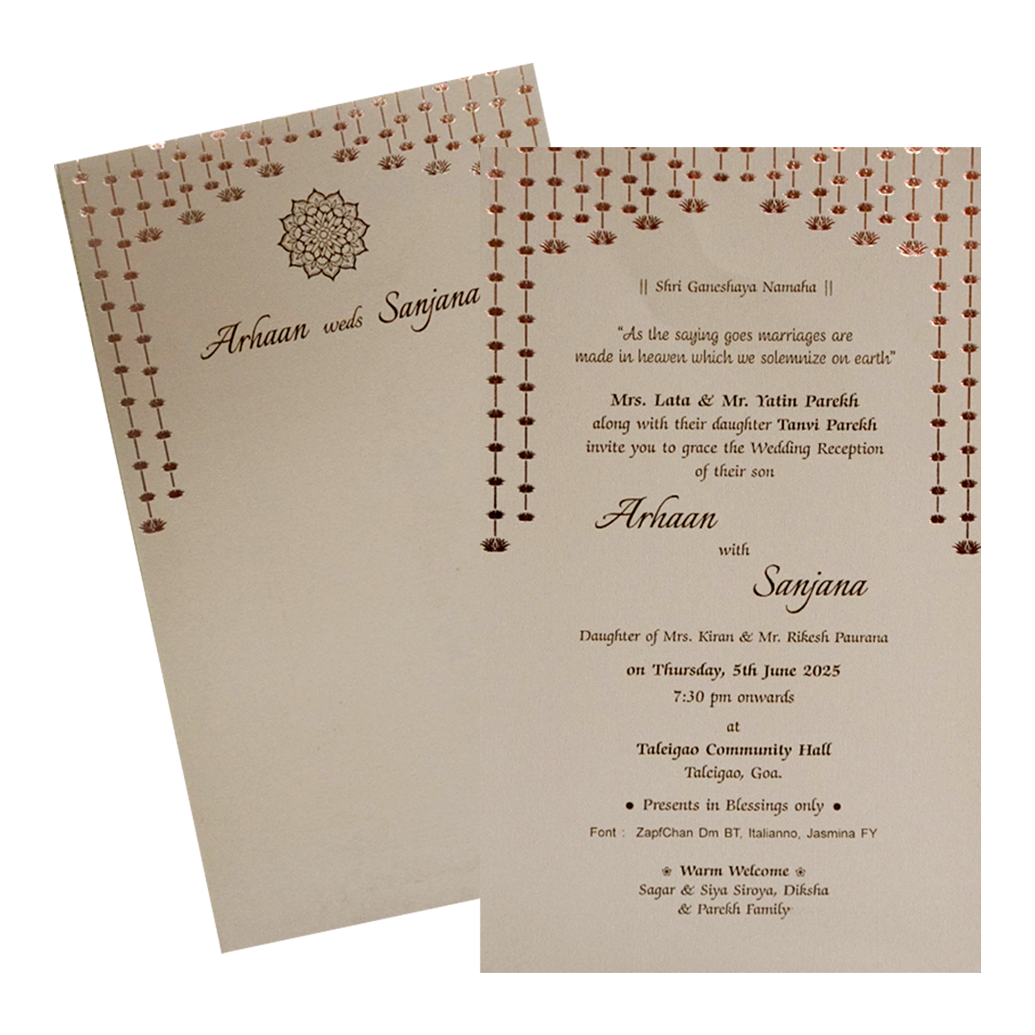 Pale Pink Single Sheet Invitation-King of Cards
