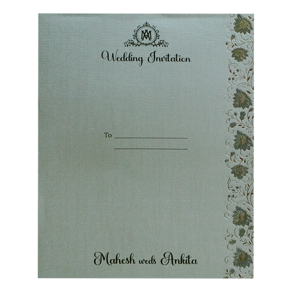 Greyish Green Padded Wedding Card-King of Cards
