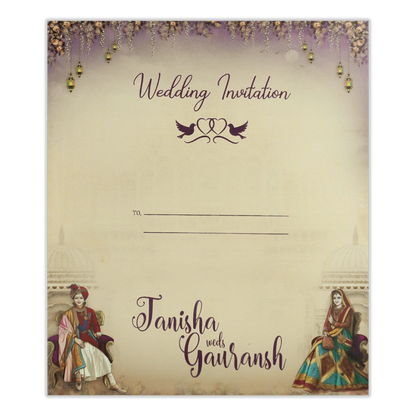 Cream Royal Couple Wedding Card-KSH73030
