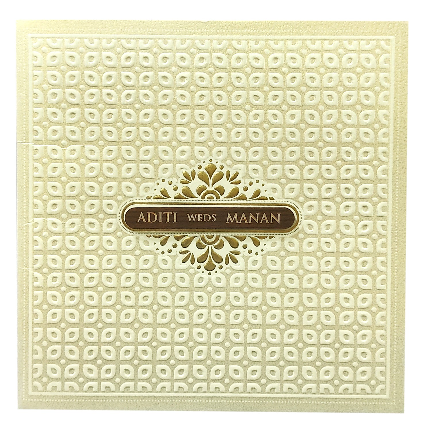 White Nameplate Embossed Invitation Card-KRC29740