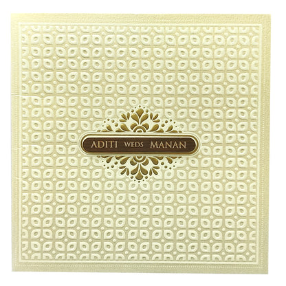 White Nameplate Embossed Invitation Card-KRC29740