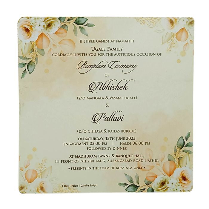 Light Yellow Single Sheet Invitation-King of Cards