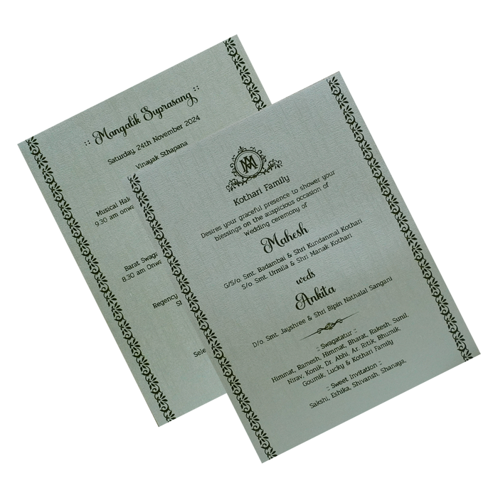 Greyish Green Padded Wedding Card-King of Cards