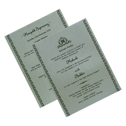 Greyish Green Padded Wedding Card-King of Cards