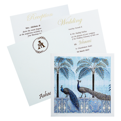 White Peacock Theme Invitation-King of Cards