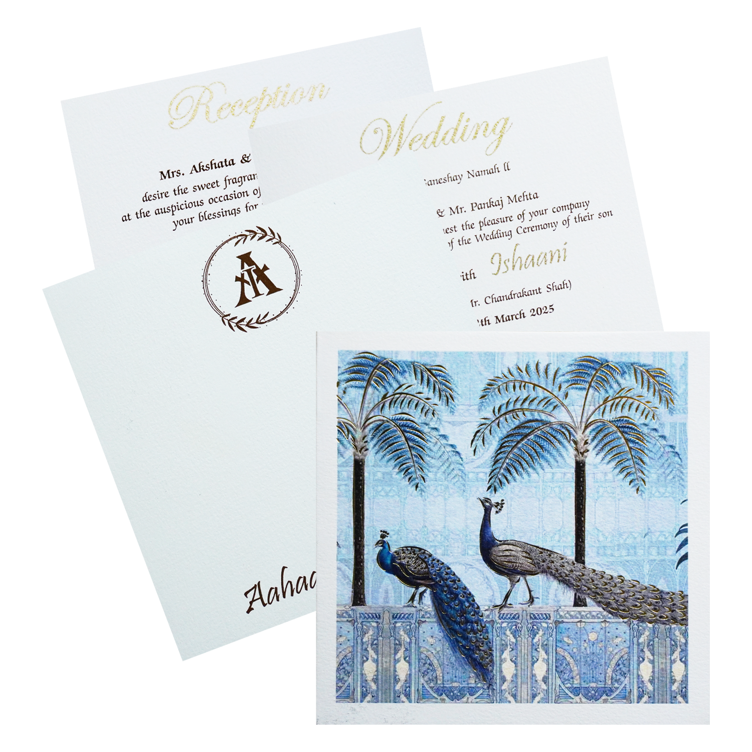 White Peacock Theme Invitation-KRC30200
