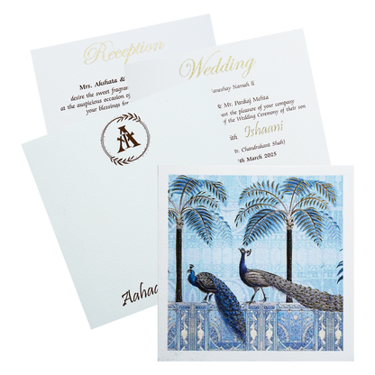 White Peacock Theme Invitation-KRC30200
