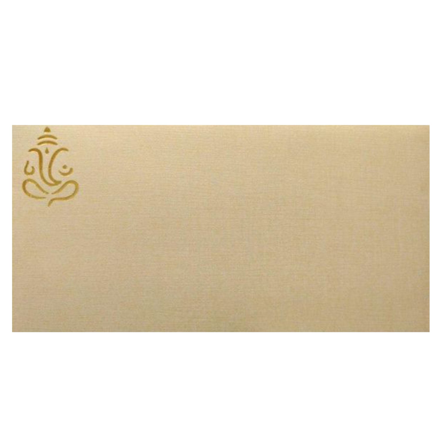 Gold Ganesha Cut Dhol And Clarinet Design Wedding Invitation-KNK95050