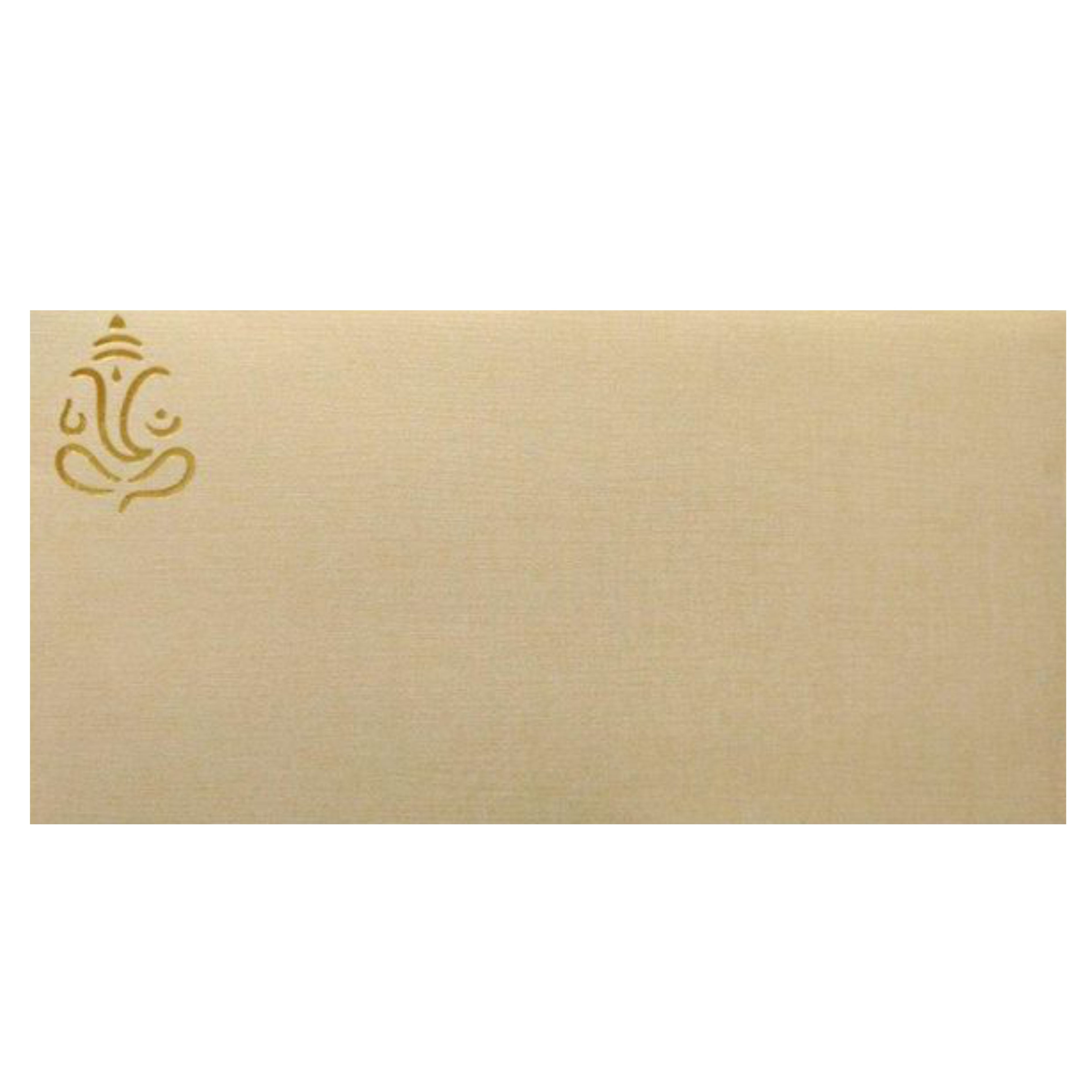 Gold Ganesha Cut Dhol And Clarinet Design Wedding Invitation-KNK95050