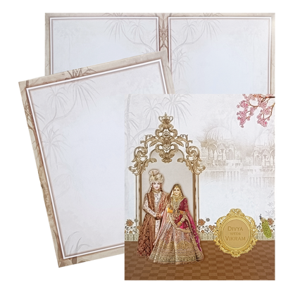Beige  Bride And Groom Invitation Card-King of Cards