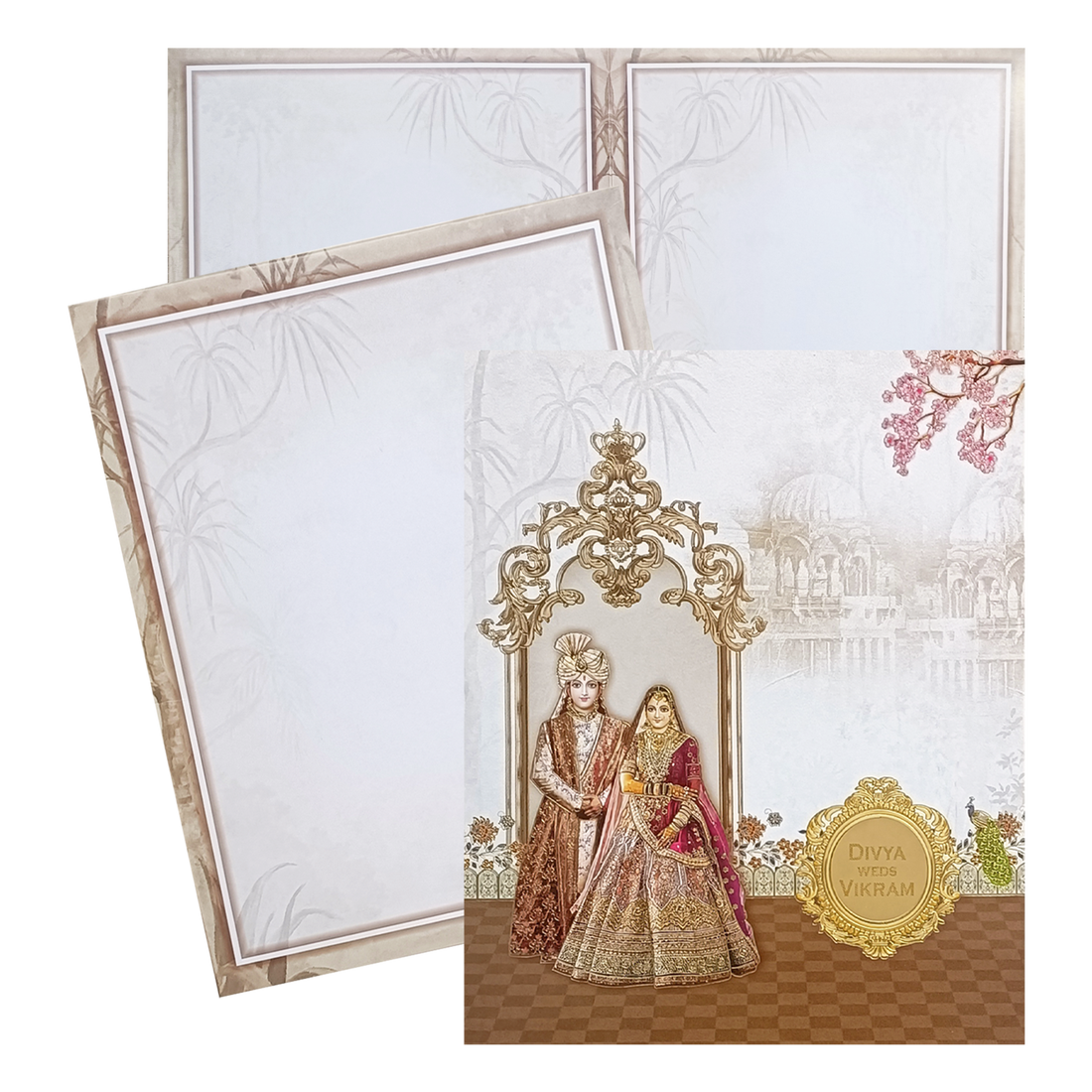 Beige  Bride And Groom Invitation Card-King of Cards