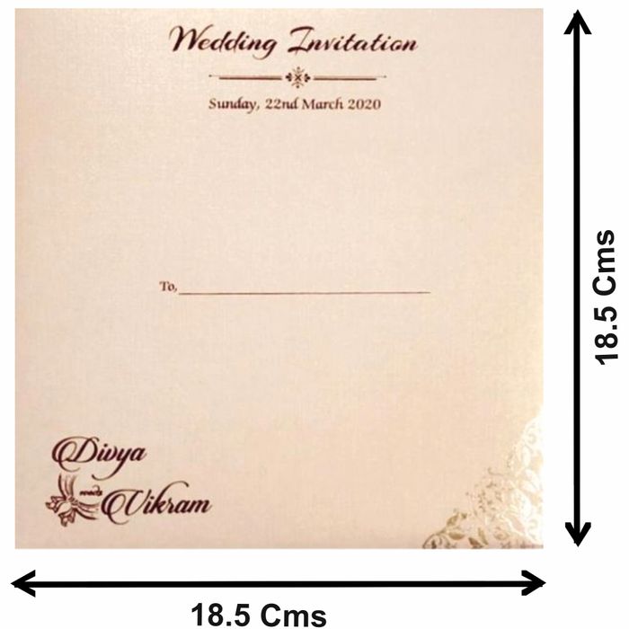 Cream Metallic Laser Cut Invitation With Sandal Wolly Foil-KNK4344C-King of Cards