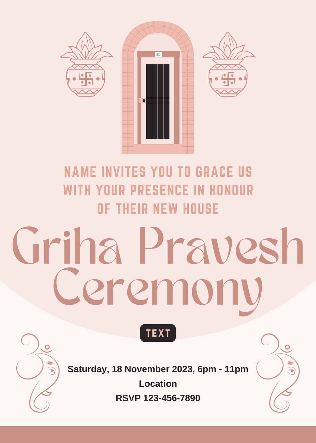 Baby Pink Design Griha Pravesh Invitation-AAGPI001