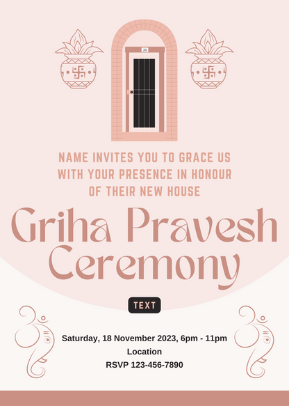 Baby Pink Design Griha Pravesh Invitation-AAGPI001