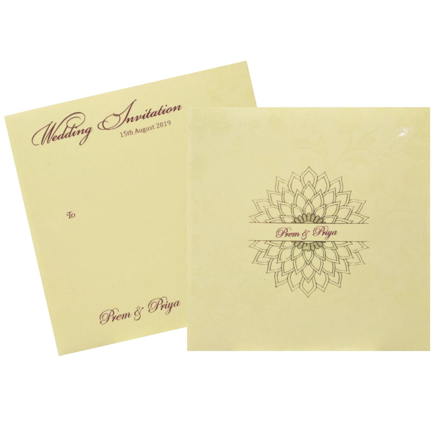 Alluring Floral Theme With Gold Foiling Wedding Card - KND8005C-King of Cards