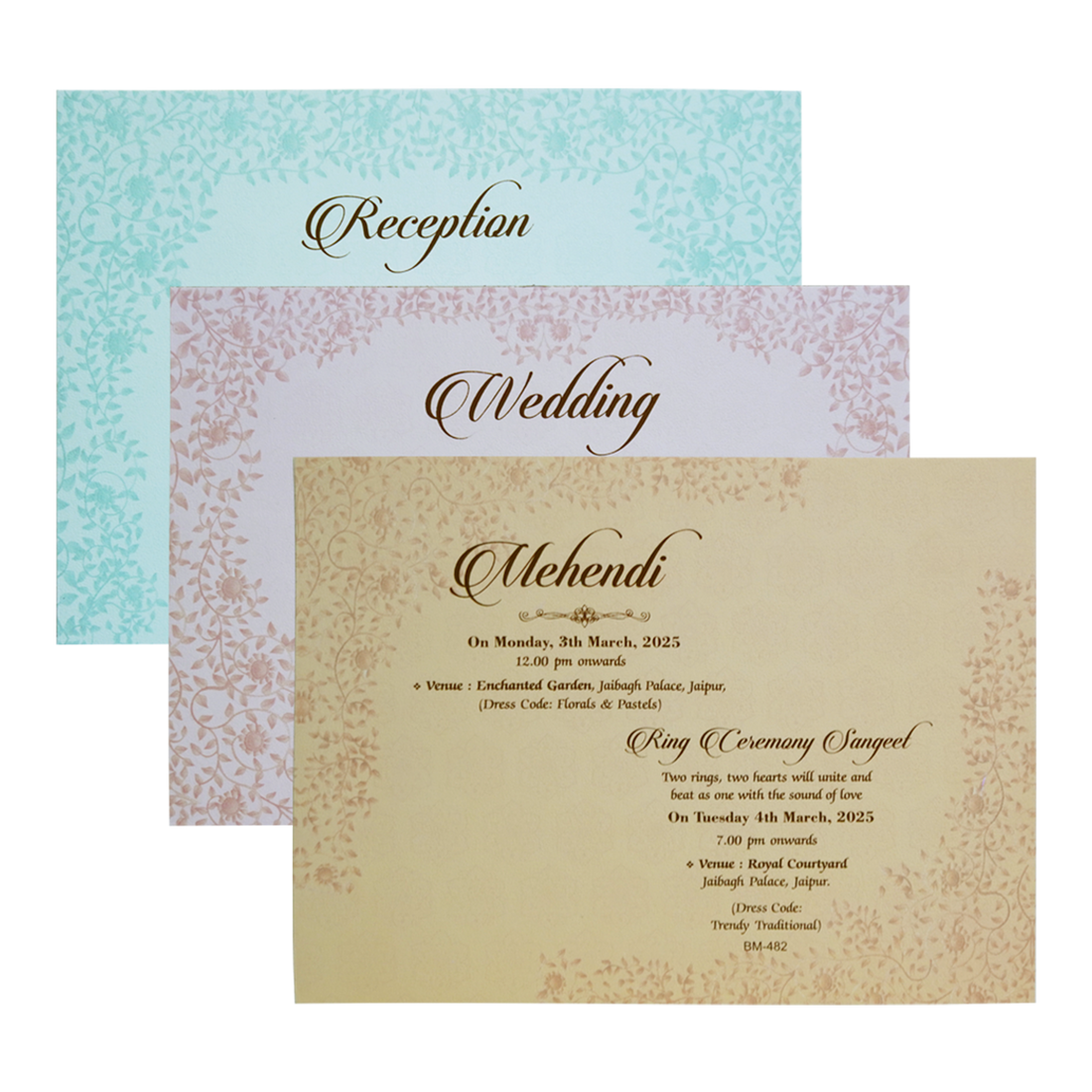 Blue Elephant Floral Wedding Invitation Card-King of Cards