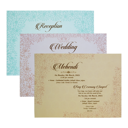 Blue Elephant Floral Wedding Invitation Card-King of Cards
